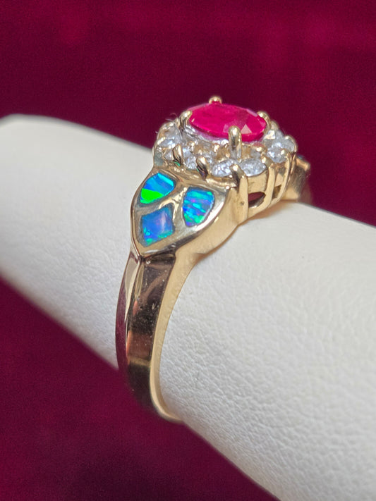 14K Gold Ring 0.3ct Oval Ruby 4.8g
