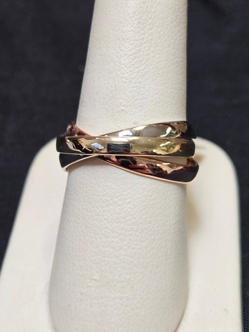 14K Multi-Tone Gold 3 Band Ring 5.9g