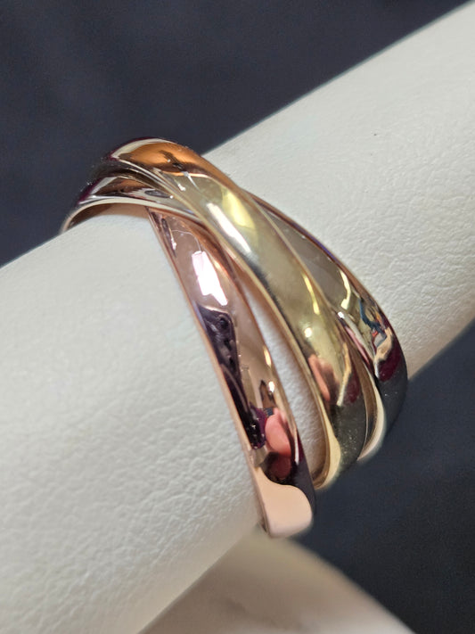 14K Multi-Tone Gold 3 Band Ring 5.9g