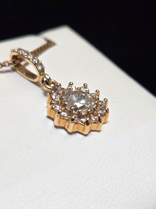 14K Gold Pendant 0.75ct Round Lab-Created Diamond 1.7g