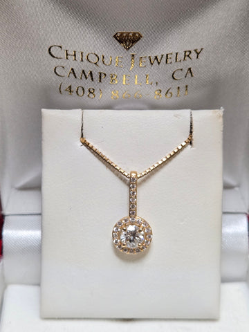 14K Gold Pendant 0.5ct Round-Cut Diamond 1.2g