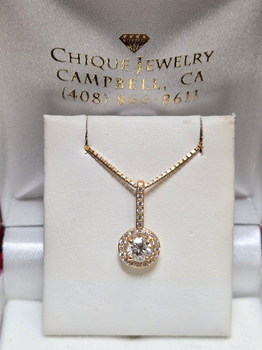 14K Gold Pendant 0.7ct Round Diamonds 1.2g