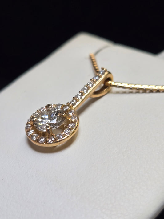 14K Gold Pendant 0.7ct Round Diamonds 1.2g