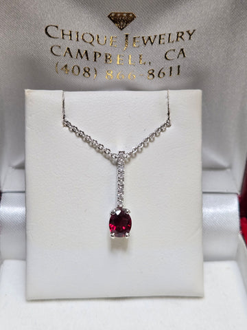 14K White Gold Pendant 0.91ct Oval-Cut Red Spinel 1.4g