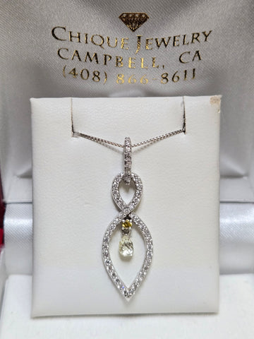 14K White Gold Pendant 0.3ct Briolette-Cut Diamond 1g