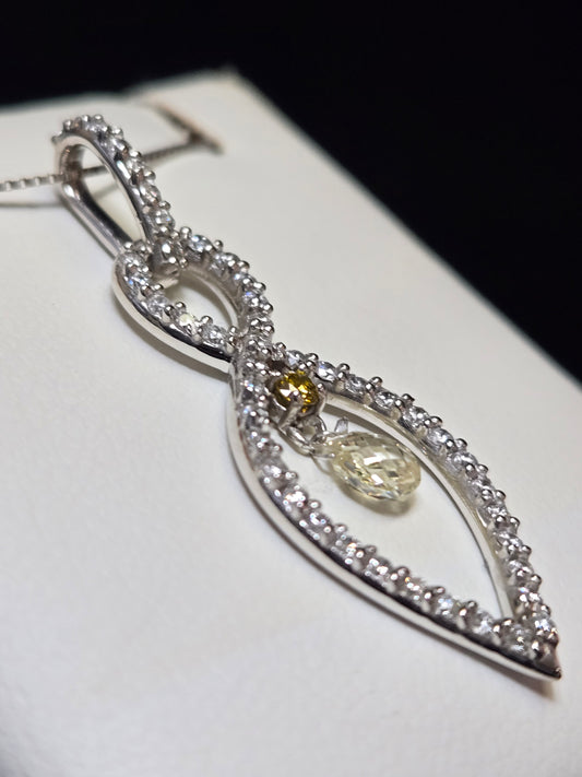 14K White Gold Pendant 0.3ct Briolette Diamond 1g