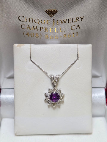14K White Gold Pendant 0.85ct Round-Cut Pink Sapphire 1.3g