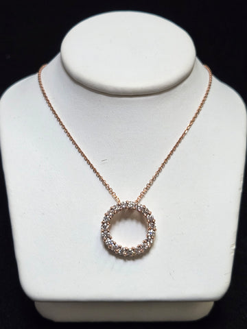 14K Rose Gold Diamond Cut Cable Chain Pendant Necklace 0.57ct Diamond 3.5g
