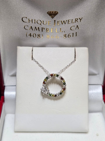 14K White Gold Pendant 0.15ct Round-Cut Diamond 1.7g