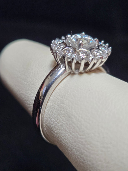 14K White Gold Engagement Ring 1.14ct Round Diamonds 4.9g