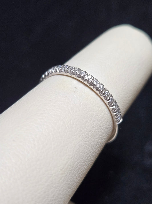 14K White Gold Wedding Band 0.13ct Round Diamond 1.7g