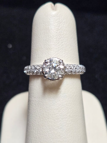 950 Platinum Engagement Ring 0.86ct Round-Cut Diamond with 1.26ct Diamond 5g