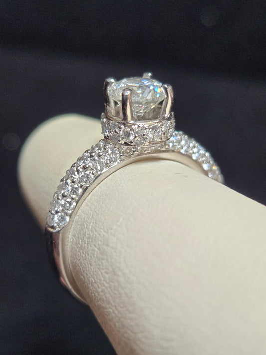 950 Platinum Engagement Ring 1.66ct Round Diamonds 5g