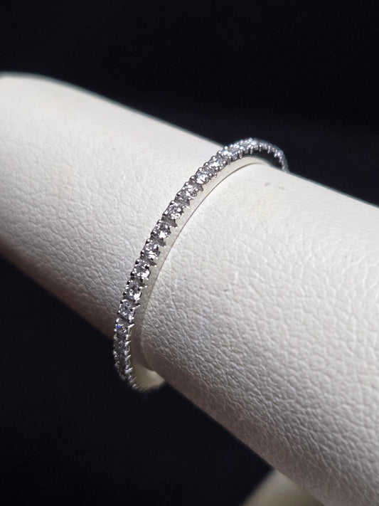 18K White Gold Wedding Band 0.21ct Round Diamond 1.7g
