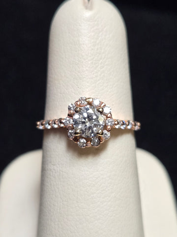 14K Rose Gold Engagement Ring 0.54ct Round-Cut Diamond 2.1g