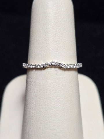 14K White Gold Wedding Band 0.43ct Round-Cut Diamond 1.4g
