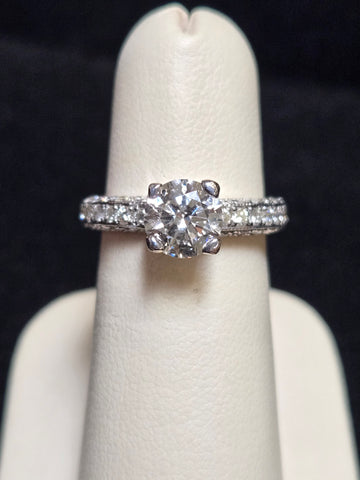 18K White Gold Engagement Ring 1.35ct Round-Cut Diamond 5g