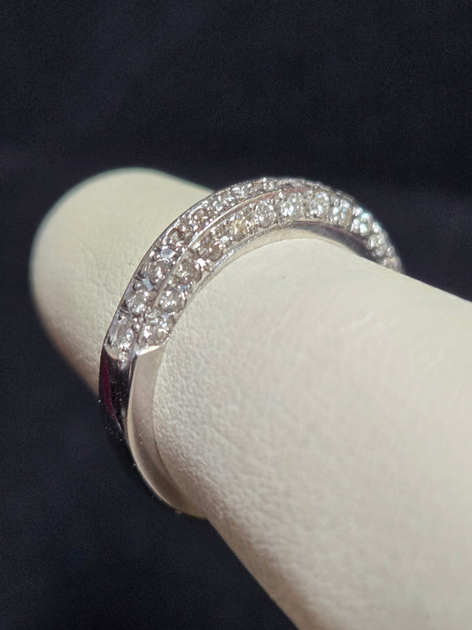 18K White Gold Wedding Band 0.75ct Round Diamond 3.8g