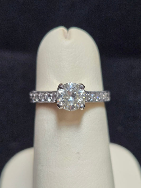 950 Platinum Engagement Ring 1.01ct Round Diamonds 6.1g