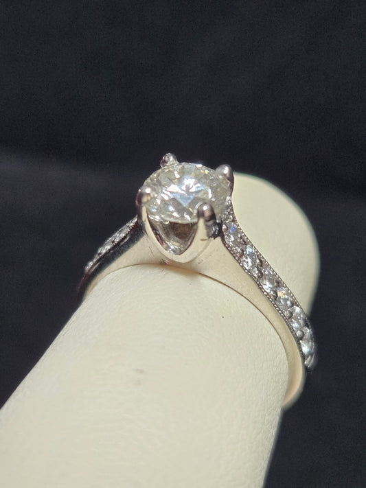 950 Platinum Engagement Ring 1.01ct Round Diamonds 6.1g