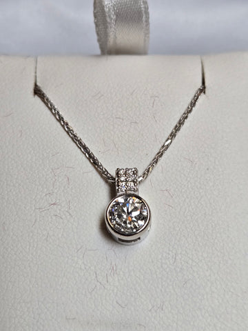 14K White Gold Pendant 0.8ct Round-Cut Lab-Created Diamond 1.5g