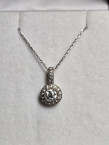 14K White Gold Pendant 0.5ct Round-Cut Diamond 1.7g