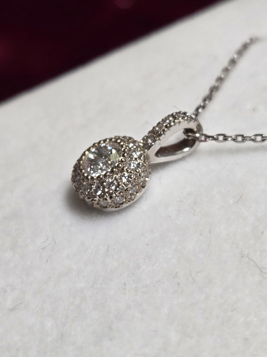 14K White Gold Pendant 0.8ct Round Diamonds 1.7g
