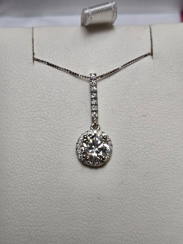 14K White Gold Pendant 0.88ct Round-Cut Diamond 1.2g