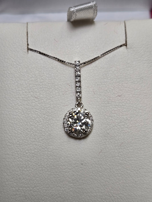 14K White Gold Pendant 1.03ct Round Diamonds 1.2g