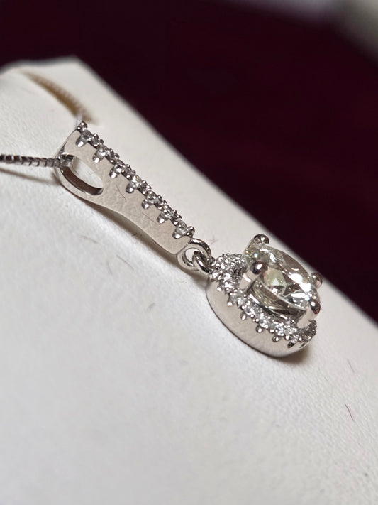 14K White Gold Pendant 1.03ct Round Diamonds 1.2g