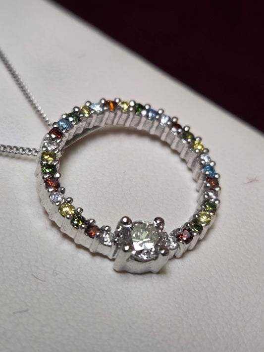14K White Gold Pendant 0.25ct Round Diamond 4.1g
