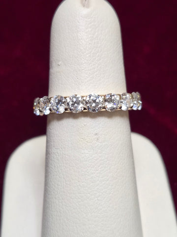 14K Gold Eternity Ring 3ct Round-Cut Lab-Created Diamond 3.2g