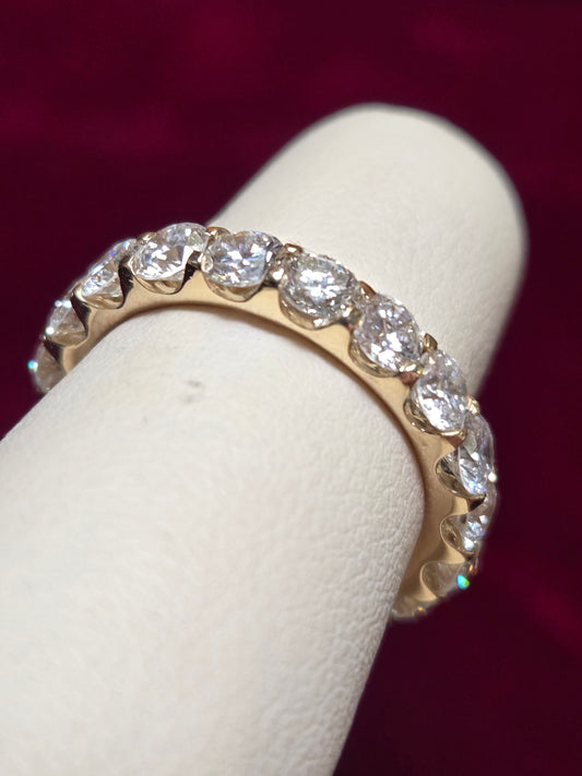 14K Gold Eternity Ring 3ct Round Lab-Created Diamond 3.2g