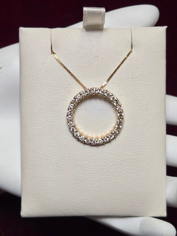 14K Gold Pendant 0.78ct Round-Cut Diamond 2.8g