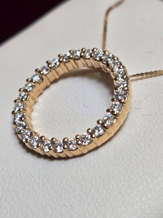 14K Gold Pendant 0.78ct Round Diamond 2.8g