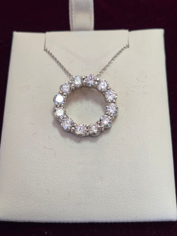 14K White Gold Pendant 2.52ct Round-Cut Lab-Created Diamond 4.6g