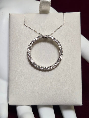 14K White Gold Pendant 1.05ct Round-Cut Diamond 3.7g
