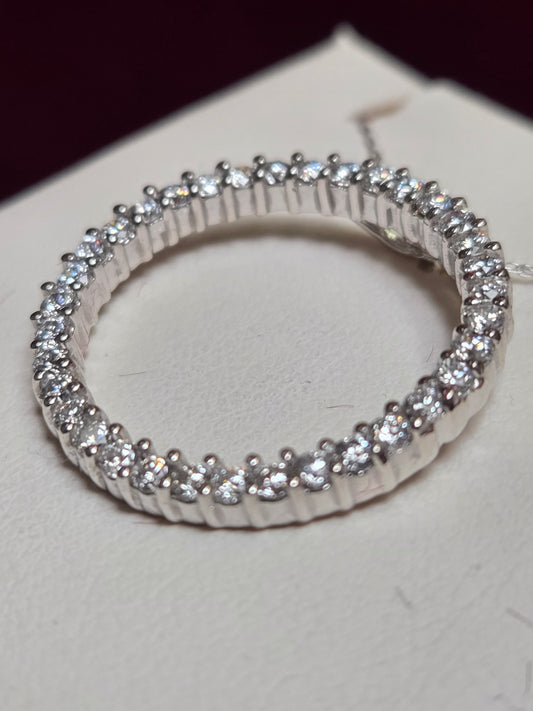 14K White Gold Pendant 1.05ct Round Diamond 3.7g