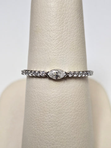 14K White Gold 0.14ct Natural Diamond Ring 1.4g