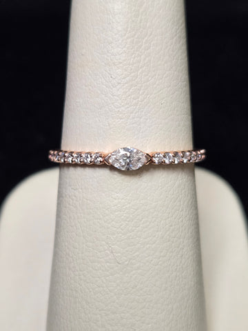 14K Rose Gold 0.13ct Natural Diamond Ring 1.4g