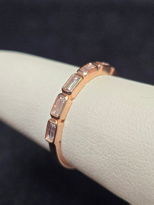 14K Rose Gold Ring 0.29ct Baguette Diamonds 1.6g