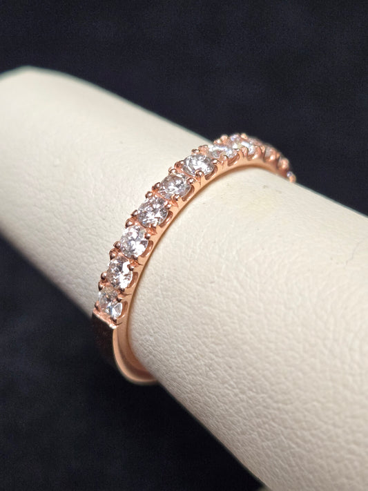 14K Rose Gold Ring 0.6ct Round Diamonds 2.1g