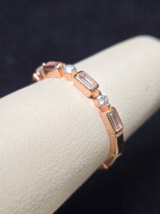 14K Rose Gold Ring 0.36ct Round Diamonds 1.8g