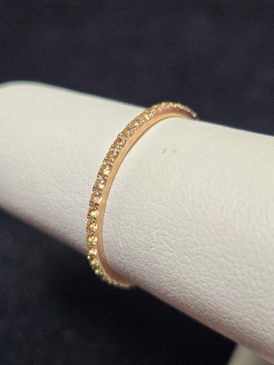 14K Gold Eternity Ring 0.44ct Round Citrines 0.8g