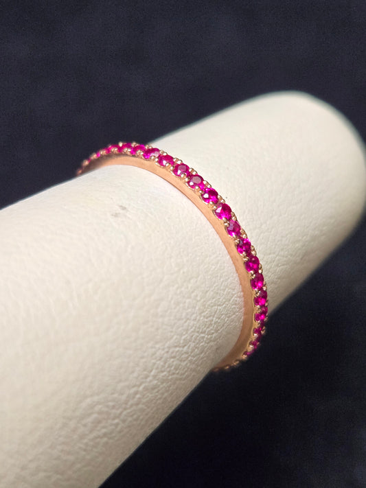 14K Gold Eternity Ring 0.43ct Round Rubies 1g