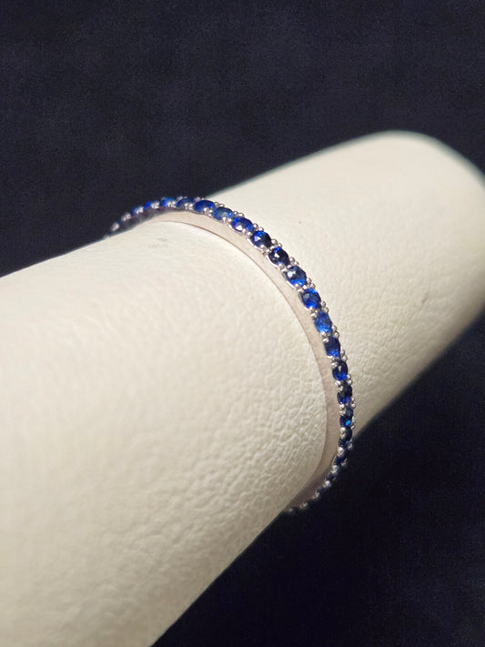 14K White Gold Eternity Ring 0.44ct Round Sapphires 0.8g