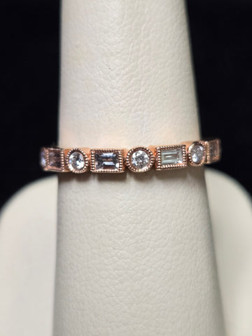 14K Rose Gold 0.32ct Natural Diamond Ring 2.1g
