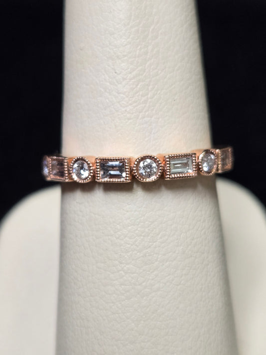 14K Rose Gold Ring 0.32ct Round Diamonds 2.1g
