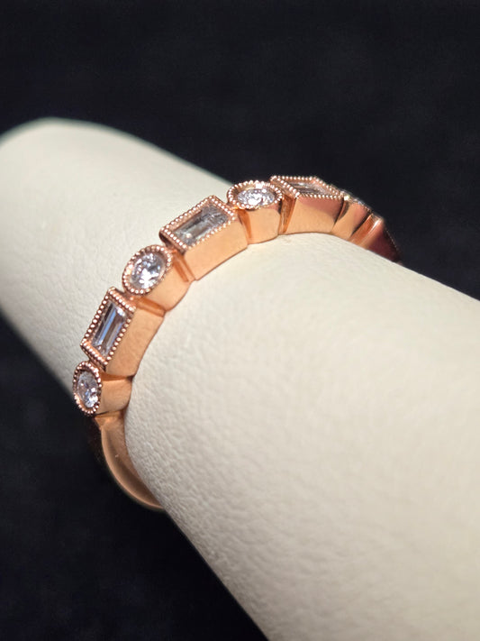 14K Rose Gold Ring 0.32ct Round Diamonds 2.1g