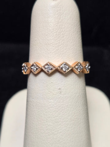 18K Rose Gold 0.2ct Natural Diamond Ring 2.8g